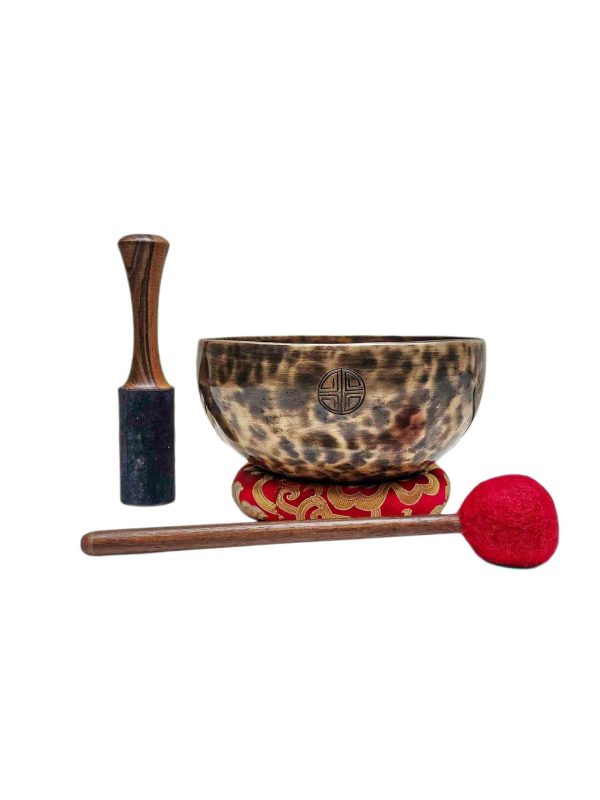 Full Moon Bowl – Moon Carved, Buddhist Hand Beaten