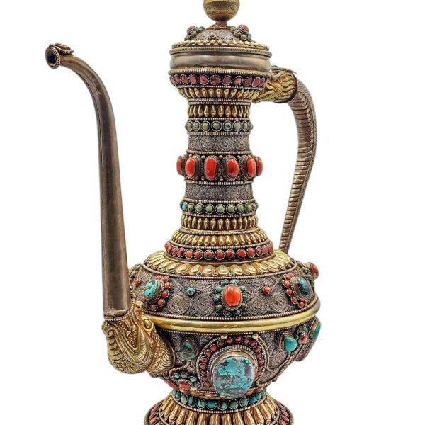 Tibetan Tea & Silver Water Offering Vessel