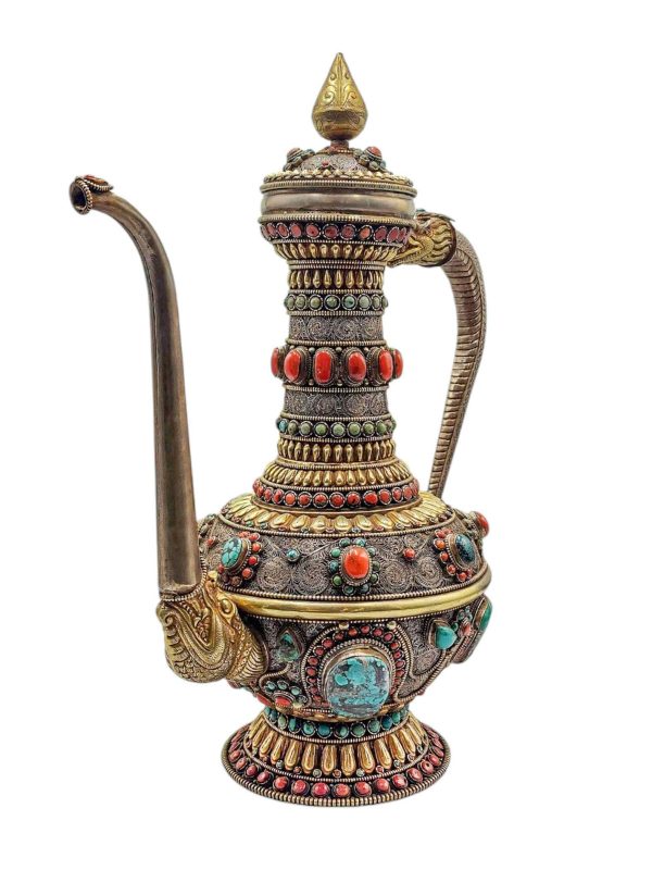 Tibetan Tea & Silver Water Offering Vessel