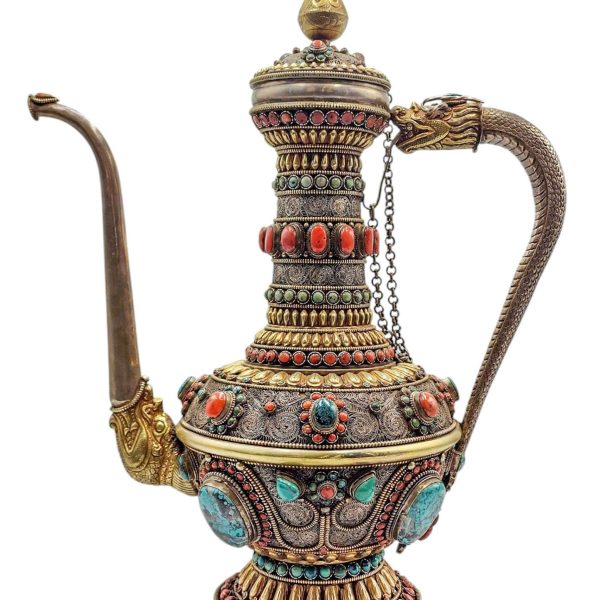 Tibetan Tea & Silver Water Offering Vessel