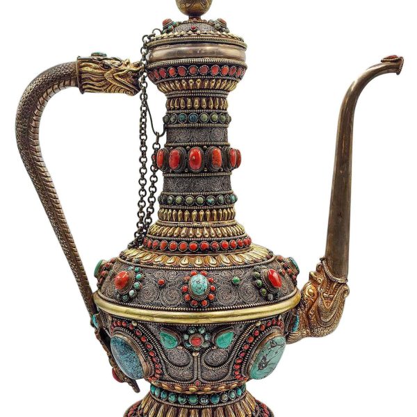 Tibetan Tea & Silver Water Offering Vessel