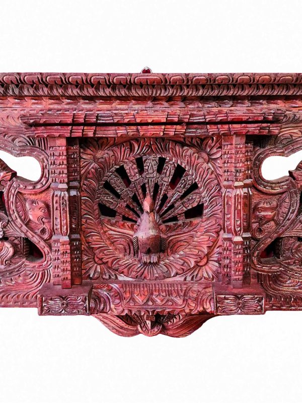 Traditional Newari Wooden Hand-Carved Windows with Peacock Design