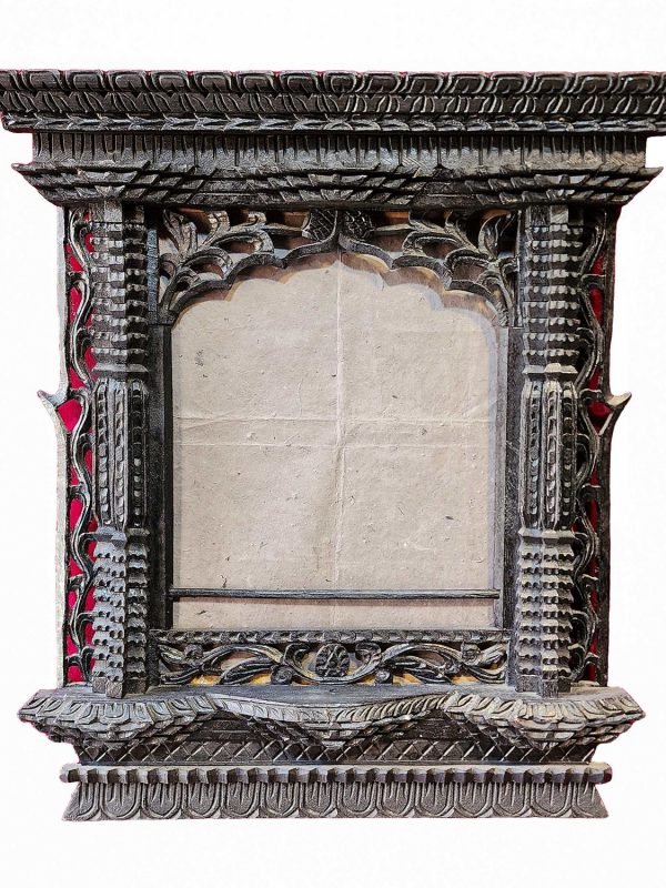 Traditional Newari Wooden Hand-Carved Window Design Photo Frame