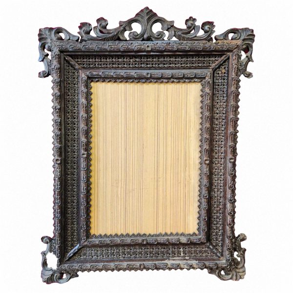 Traditional Newari Wooden Hand-Carved Window Design Photo Frame