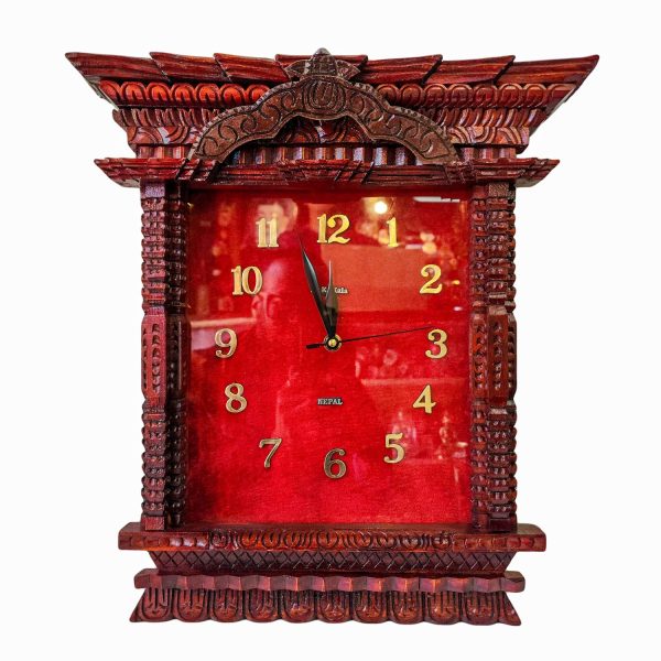 Traditional Newari Wooden Hand-Carved Wall Watch