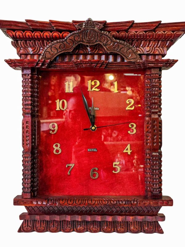 Traditional Newari Wooden Hand-Carved Wall Watch