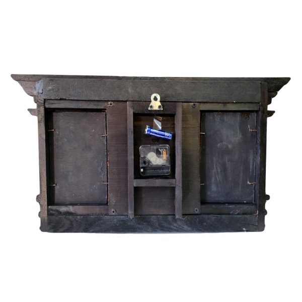 Traditional Newari Wooden Hand-Carved Wall Watch with Photo Frame