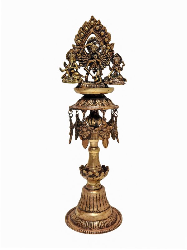 Unique Panas Statue – Antique Sukunda Oil Lamp with Bhadrakali, Ganesh, and Laxmi