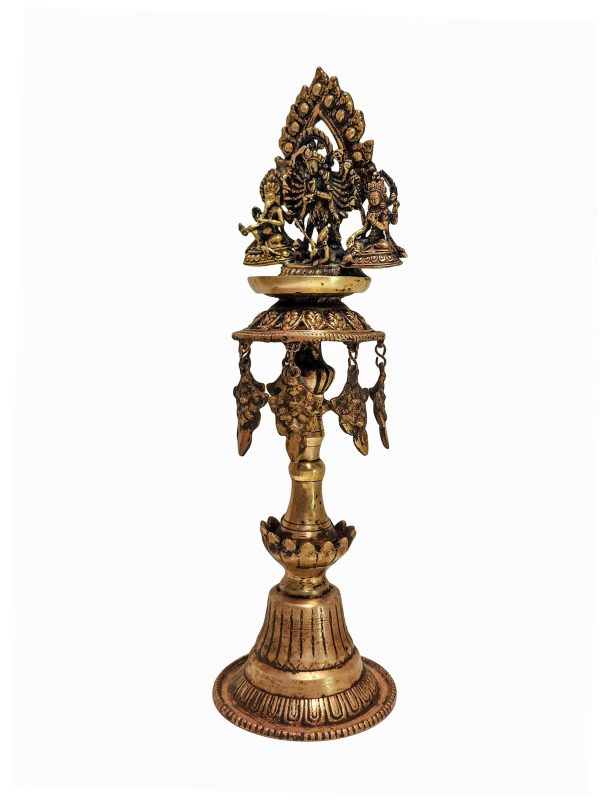 Unique Panas Statue – Antique Sukunda Oil Lamp with Bhadrakali, Ganesh, and Laxmi