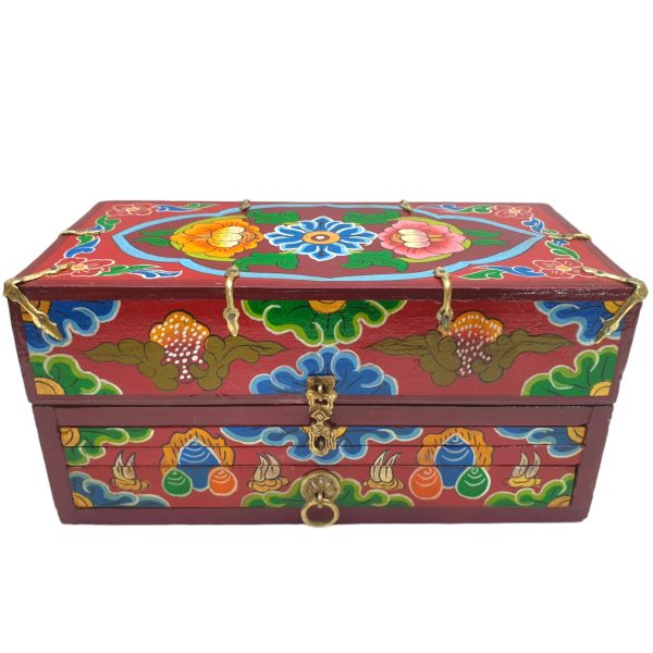 Buddhist Handmade Wooden Traveling Altar Chesum Box – Foldable with Seven Bodhisattvas