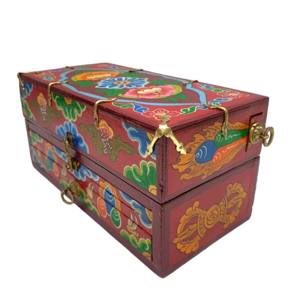 Buddhist Handmade Wooden Traveling Altar Chesum Box – Foldable with Seven Bodhisattvas