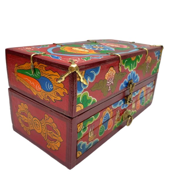 Buddhist Handmade Wooden Traveling Altar Chesum Box – Foldable with Seven Bodhisattvas