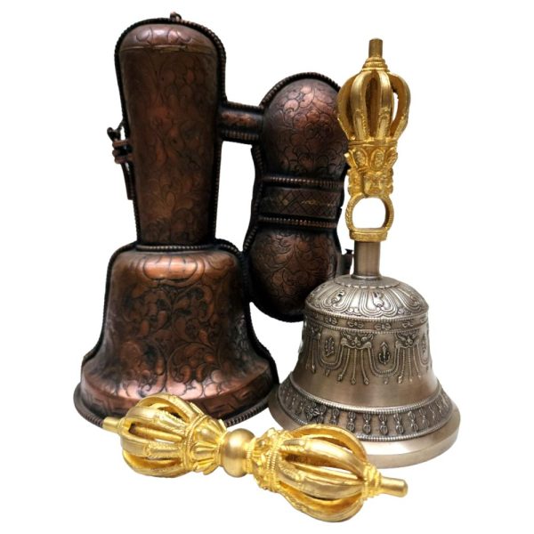 Bell and Dorje (Vajra) with Metal Cover – 9 Point Set | Dehradun Piece