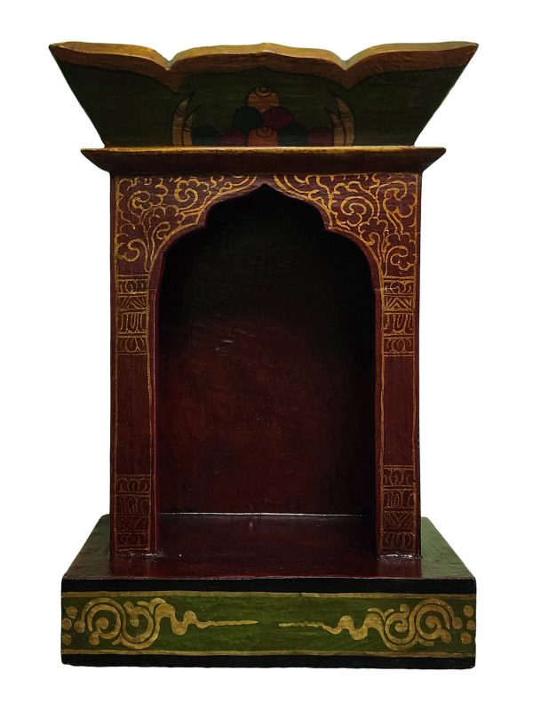 Traditional Tibetan Altar Chesum Box – Hand-Painted in Traditional Colors