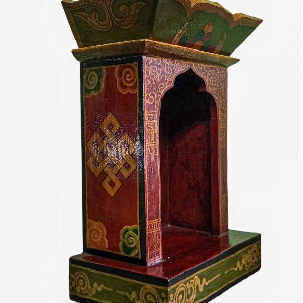 Traditional Tibetan Altar Chesum Box – Hand-Painted in Traditional Colors