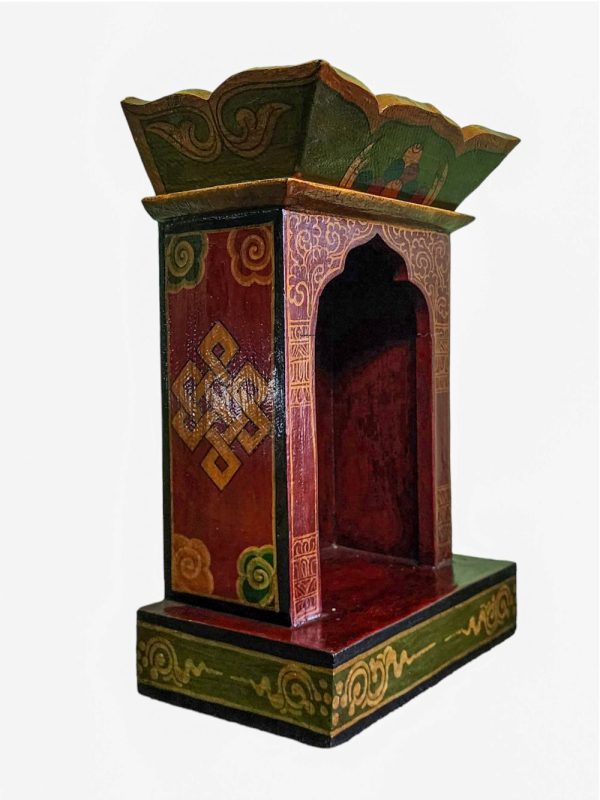 Traditional Tibetan Altar Chesum Box – Hand-Painted in Traditional Colors