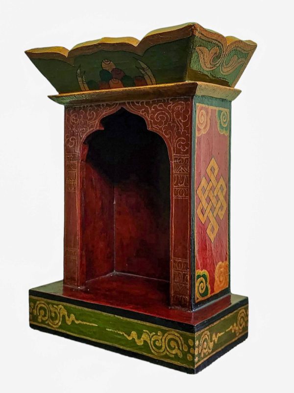 Traditional Tibetan Altar Chesum Box – Hand-Painted in Traditional Colors