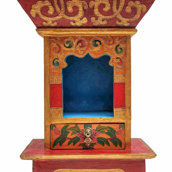 Traditional Tibetan Altar Chesum Box – Hand-Painted in Traditional Colors
