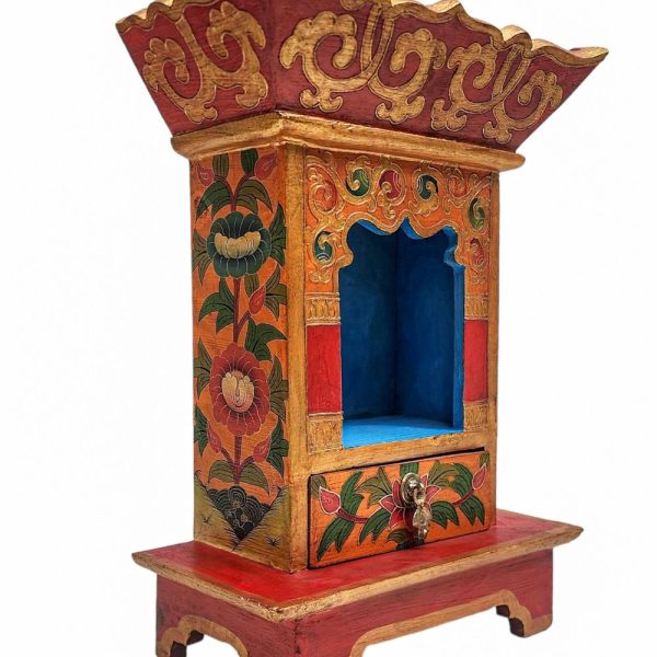 Traditional Tibetan Altar Chesum Box – Hand-Painted in Traditional Colors