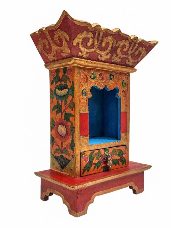 Traditional Tibetan Altar Chesum Box – Hand-Painted in Traditional Colors