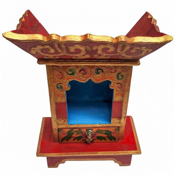 Traditional Tibetan Altar Chesum Box – Hand-Painted in Traditional Colors