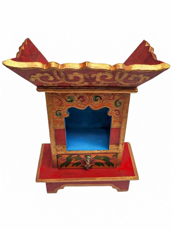 Traditional Tibetan Altar Chesum Box – Hand-Painted in Traditional Colors