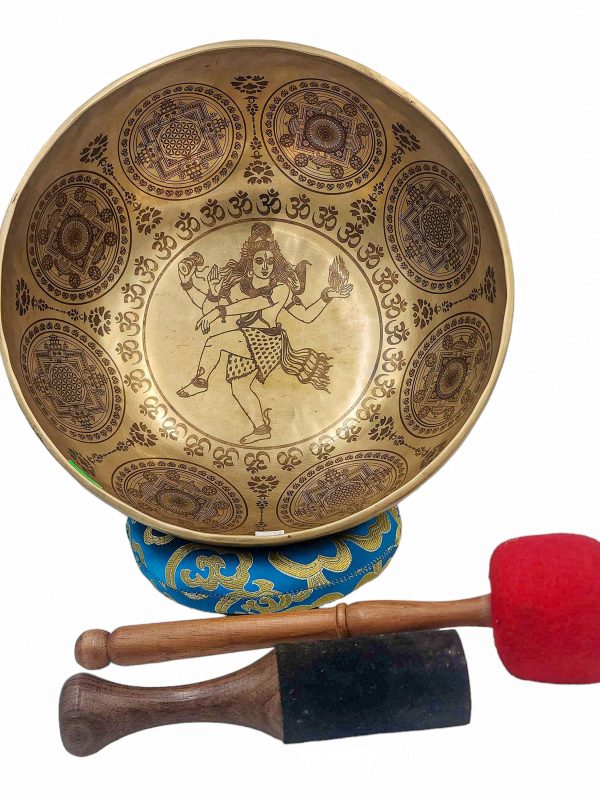 Buddhist Hand-Beaten Singing Bowl – Dancing Shiva Carving