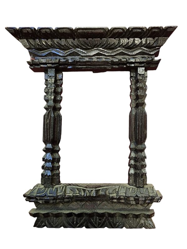 Traditional Newari Wooden Hand-Carved Window Design Photo Frame