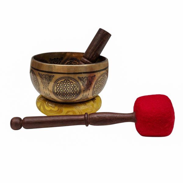 Buddhist Hand-Beaten Singing Bowl – Sahasrabhuja Avalokitesvara Carving