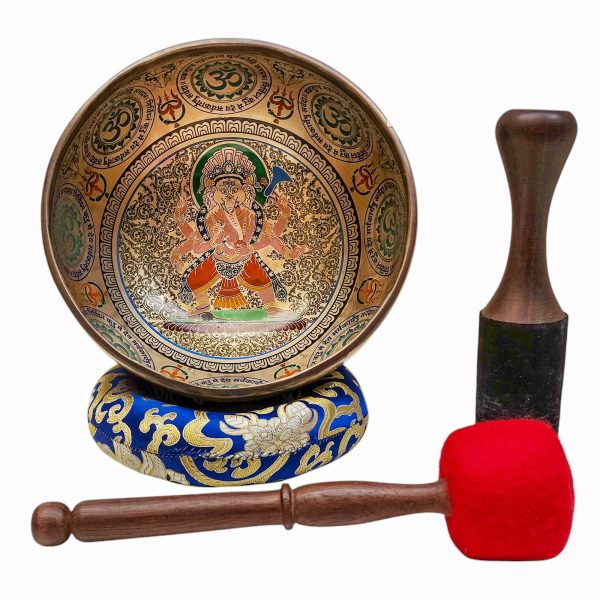 Buddhist Hand-Beaten Singing Bowl – Ganesh Carving