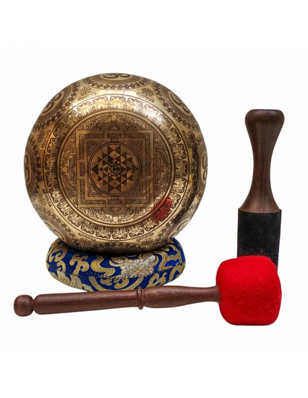 Buddhist Hand-Beaten Singing Bowl – Ganesh Carving