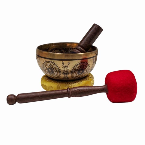 Buddhist Hand-Beaten Singing Bowl – Medicine Buddha Carving