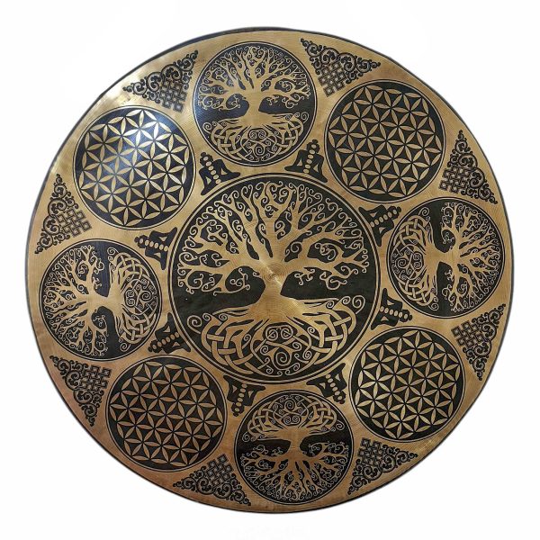 Handmade Bronze Chau Gong – Tam-Tam Symphonic Gong with Tree of Life & Chakra Etching