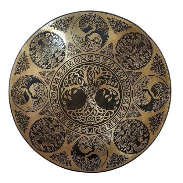 Handmade Bronze Chau Gong – Tam-Tam Symphonic Gong with Tree of Life & Dragon Etching