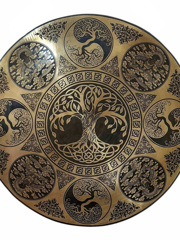 Handmade Bronze Chau Gong – Tam-Tam Symphonic Gong with Tree of Life & Dragon Etching
