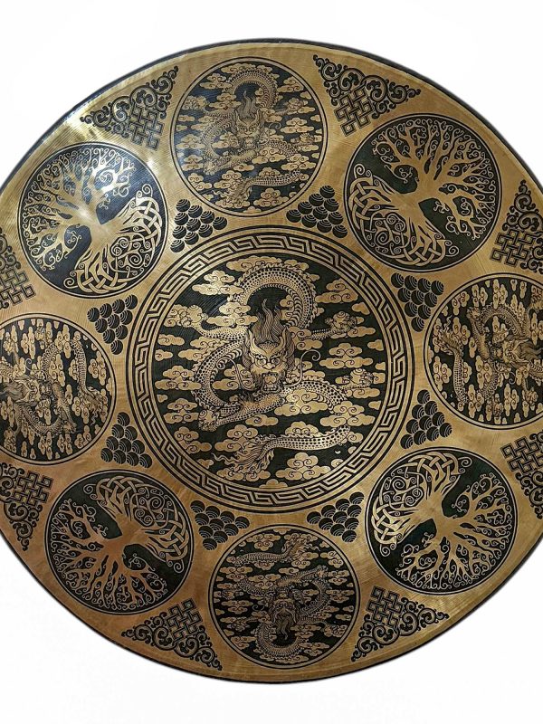 Handmade Bronze Chau Gong – Tam-Tam Symphonic Gong with Dragon and Tree of Life Etching