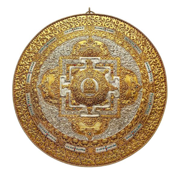Buddhist Copper Wall Hanging – Tibetan Calendar with Mandala Design