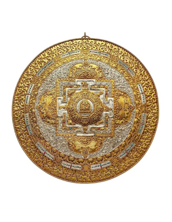 Buddhist Copper Wall Hanging – Tibetan Calendar with Mandala Design