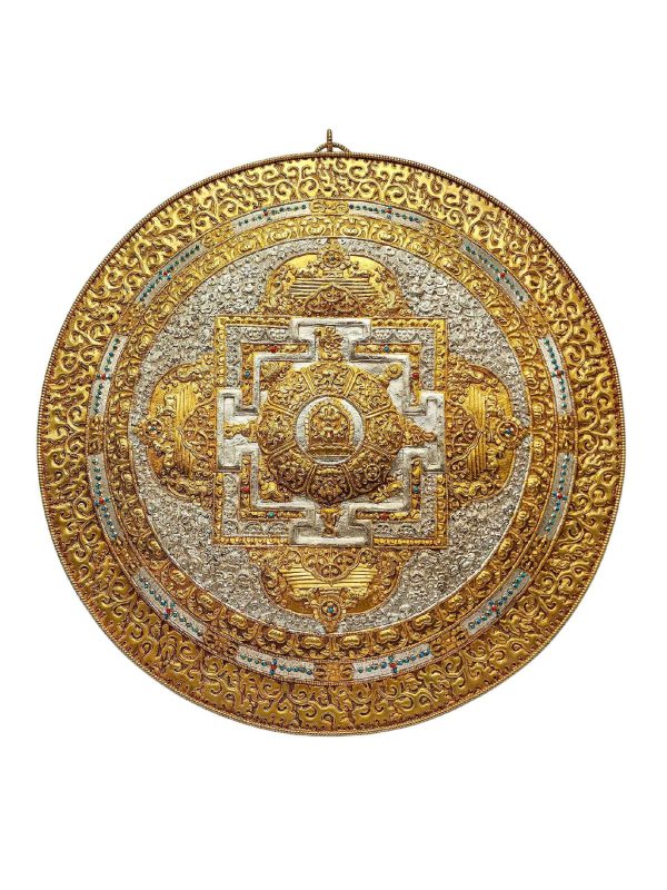 Buddhist Copper Wall Hanging – Tibetan Calendar with Mandala Design