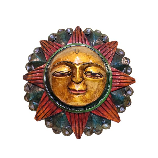 Sun – Handmade Wooden Mask, Wall Hanging, Painted, Poplar Wood