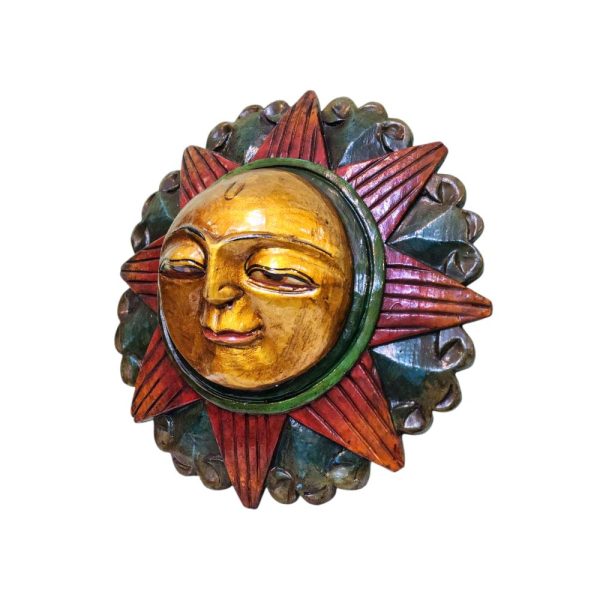 Sun – Handmade Wooden Mask, Wall Hanging, Painted, Poplar Wood