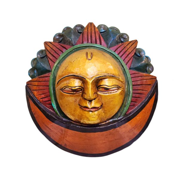 Sun and Moon – Handmade Wooden Mask, Wall Hanging, Painted, Poplar Wood