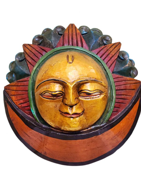 Sun and Moon – Handmade Wooden Mask, Wall Hanging, Painted, Poplar Wood