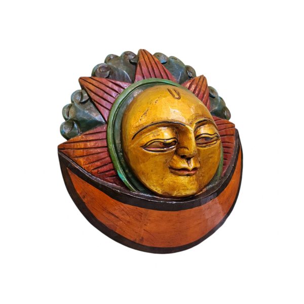 Sun and Moon – Handmade Wooden Mask, Wall Hanging, Painted, Poplar Wood