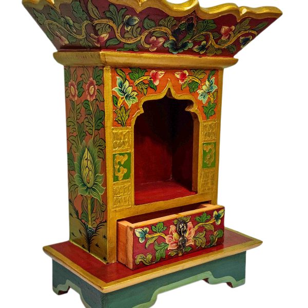 Traditional Tibetan Altar Chesum Box – Hand-Painted in Traditional Colors