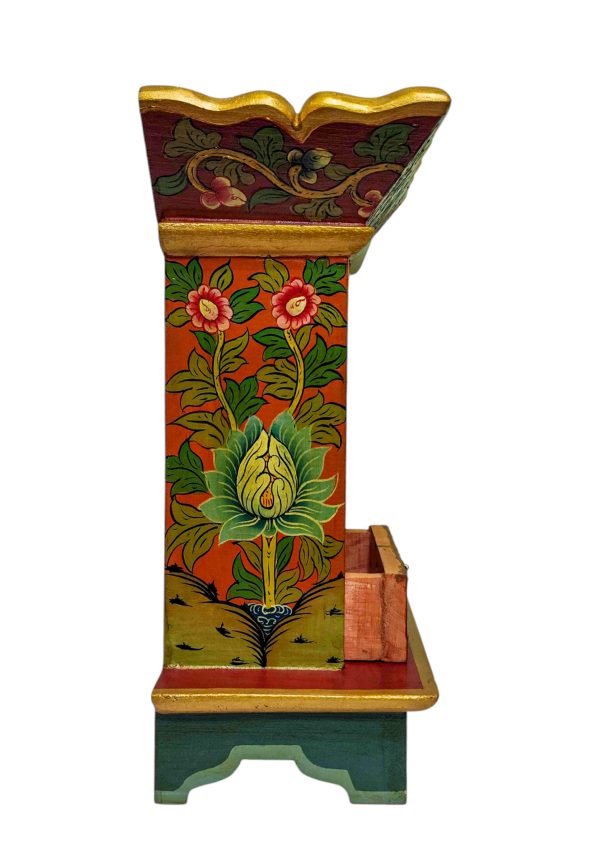 Traditional Tibetan Altar Chesum Box – Hand-Painted in Traditional Colors