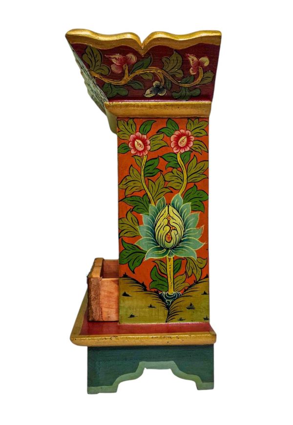 Traditional Tibetan Altar Chesum Box – Hand-Painted in Traditional Colors