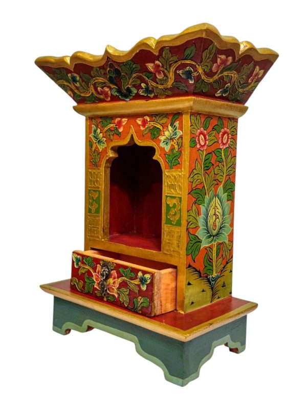 Traditional Tibetan Altar Chesum Box – Hand-Painted in Traditional Colors