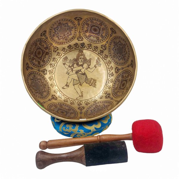 Buddhist Hand-Beaten Singing Bowl – Dancing Shiva Carving