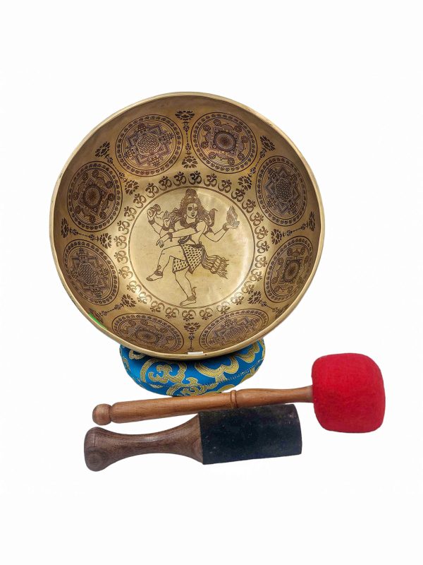 Buddhist Hand-Beaten Singing Bowl – Dancing Shiva Carving